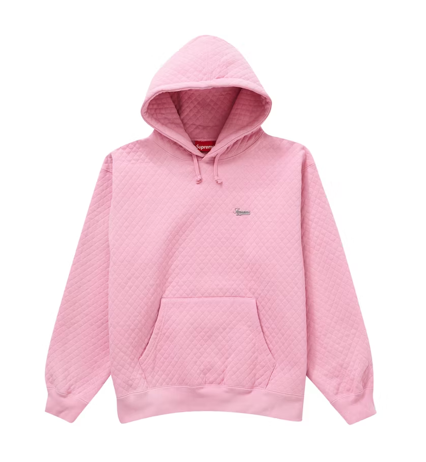 Supreme Micro Quilted Hooded Sweatshirt Dusty Pink