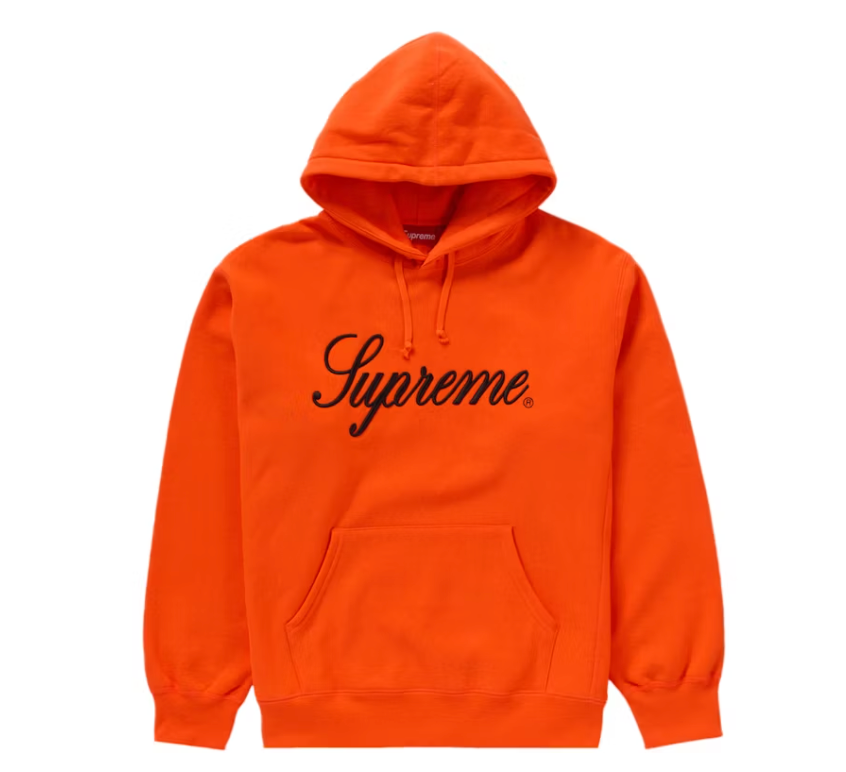 Supreme Embroidered Script Hooded Sweatshirt Orange