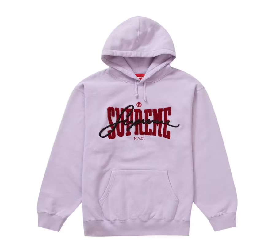 Supreme Embroidered Chenille Hooded Sweatshirt Pale Purple