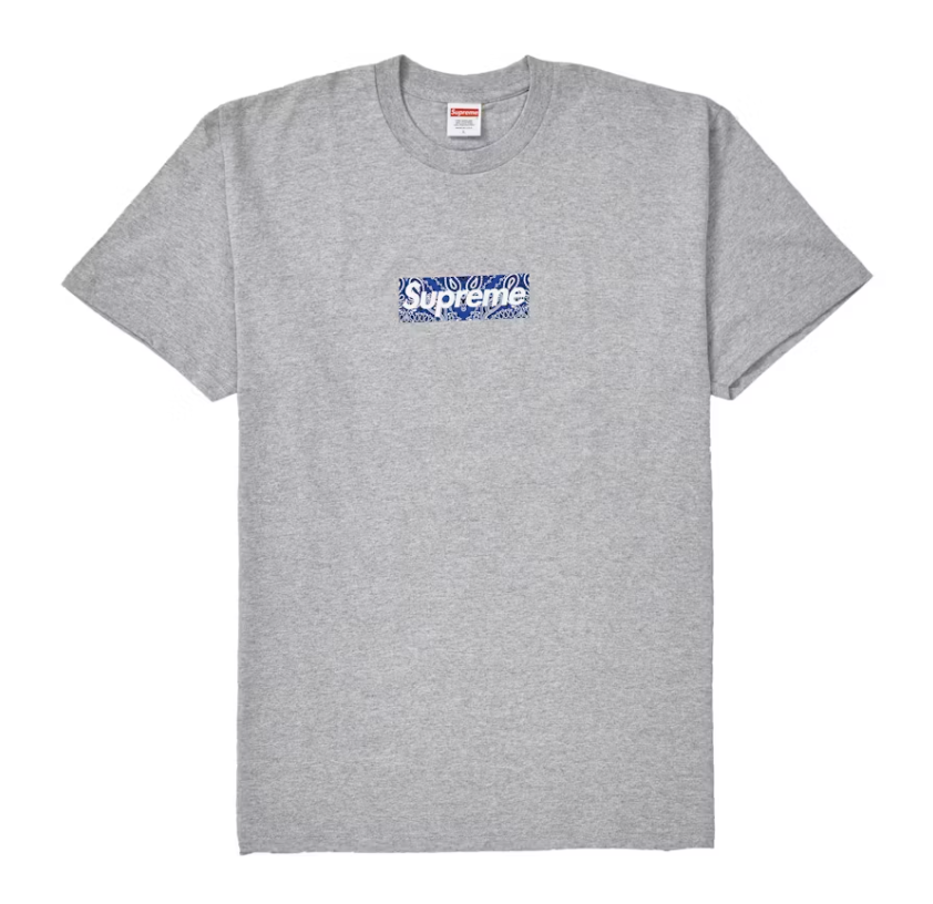 Supreme Bandana Box Logo Tee Heather Grey
