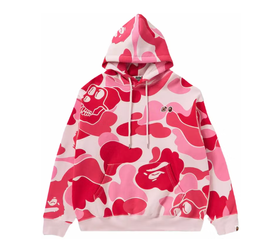 BAPE x BAYC Camo Pullover Hoodie Pink