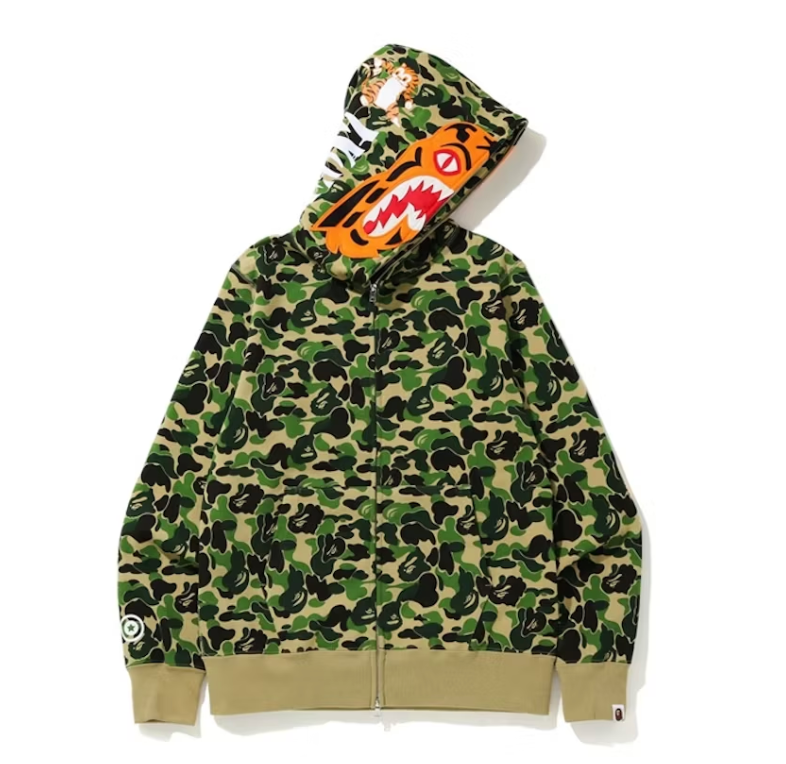 BAPE ABC Camo Tiger Full Zip Hoodie Green