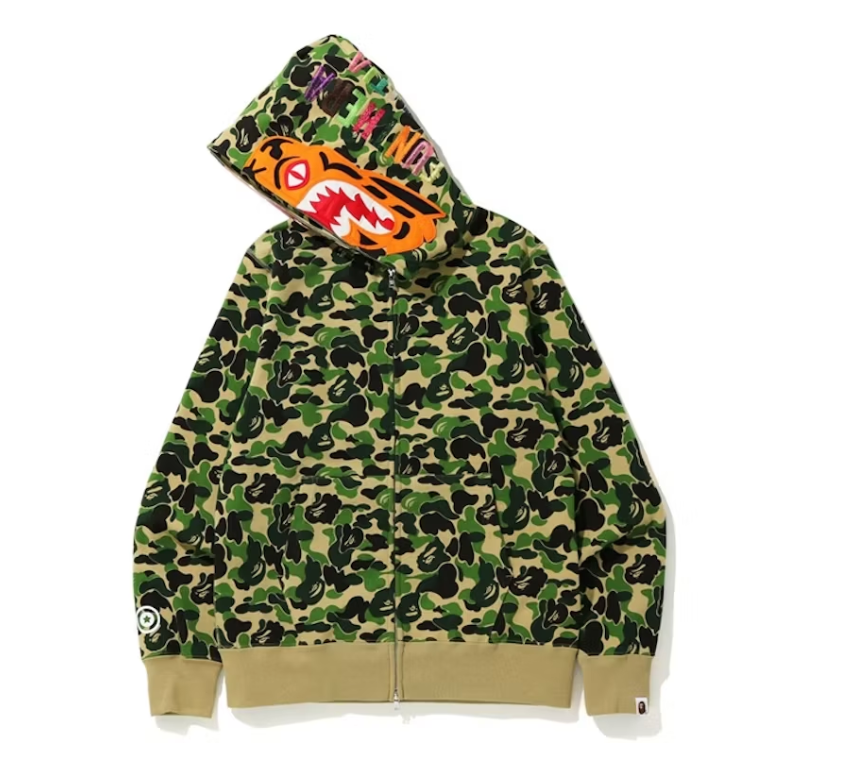 BAPE ABC Camo Tiger Full Zip Hoodie Green
