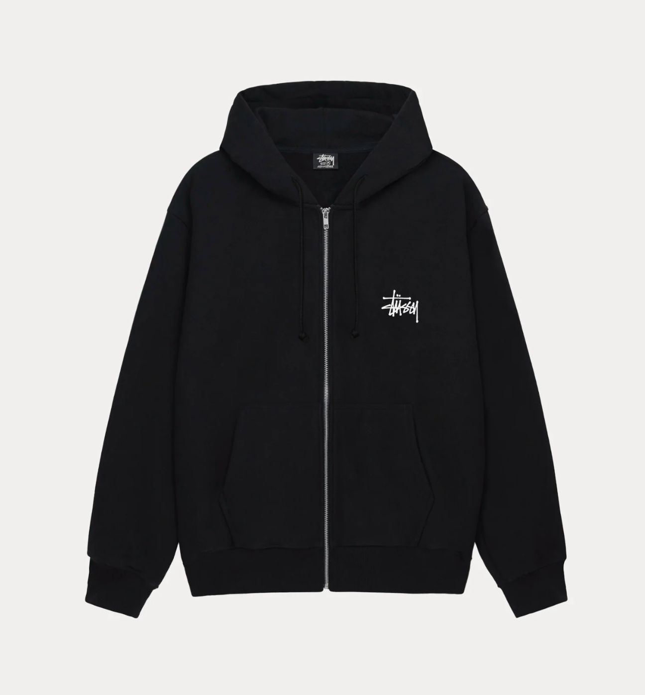 BASIC STÜSSY ZIP HOODIE BLACK