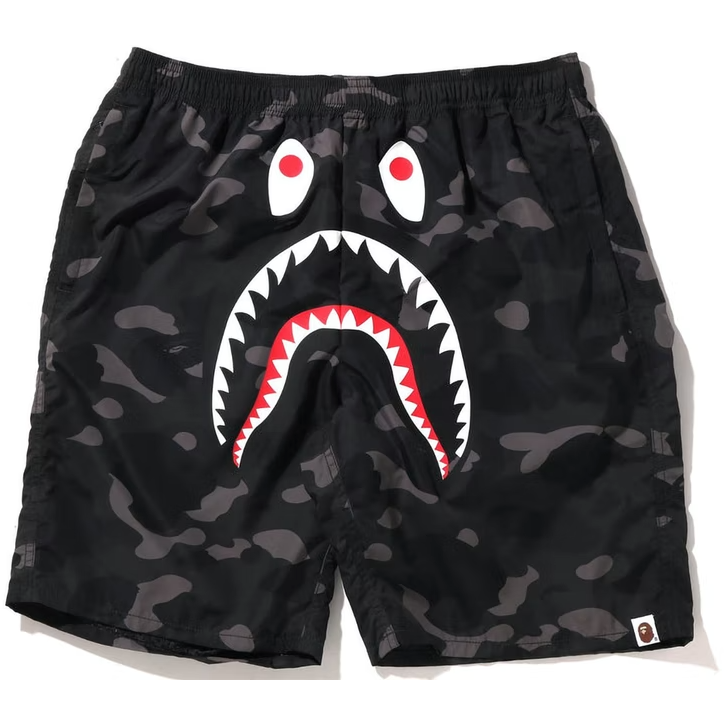 BAPE Color Camo Shark Beach Shorts SS22 Black