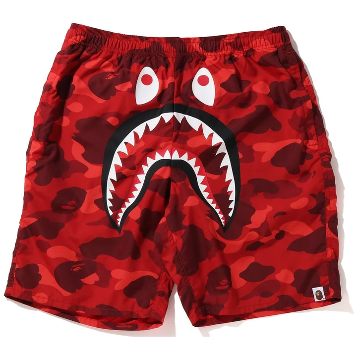 BAPE Color Camo Shark Beach Shorts (SS22) Red