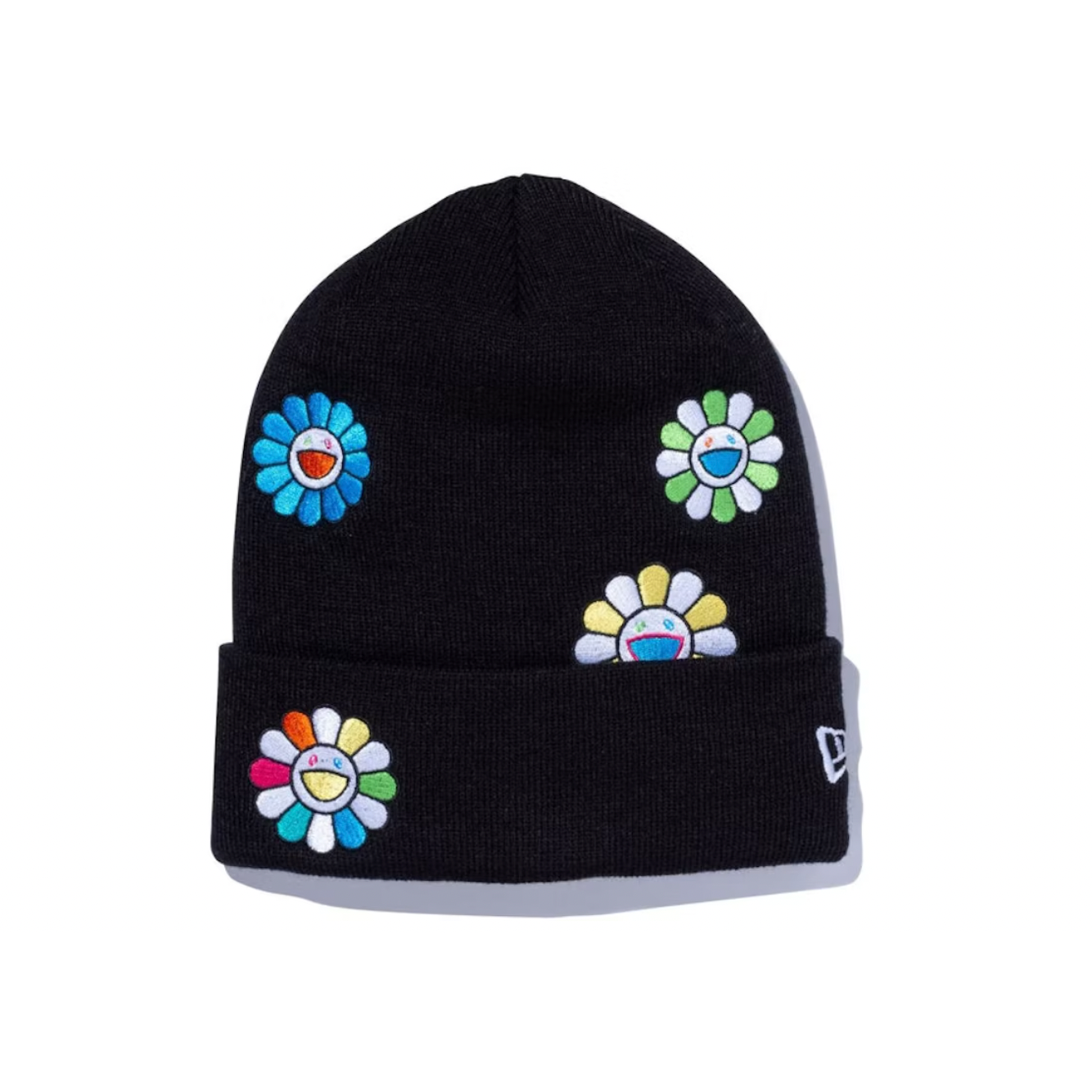 New Era x Takashi Murakami Flower Allover Basic Cuff Knit Beanie Black