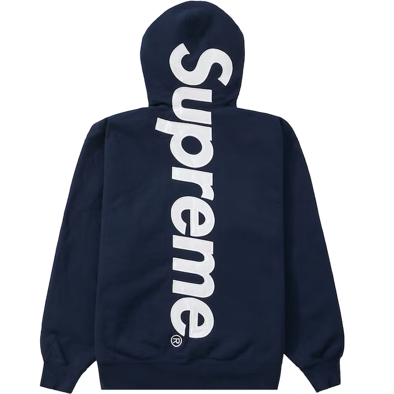 Supreme Satin Appliqué Hooded Sweatshirt Navy – Dousedshop