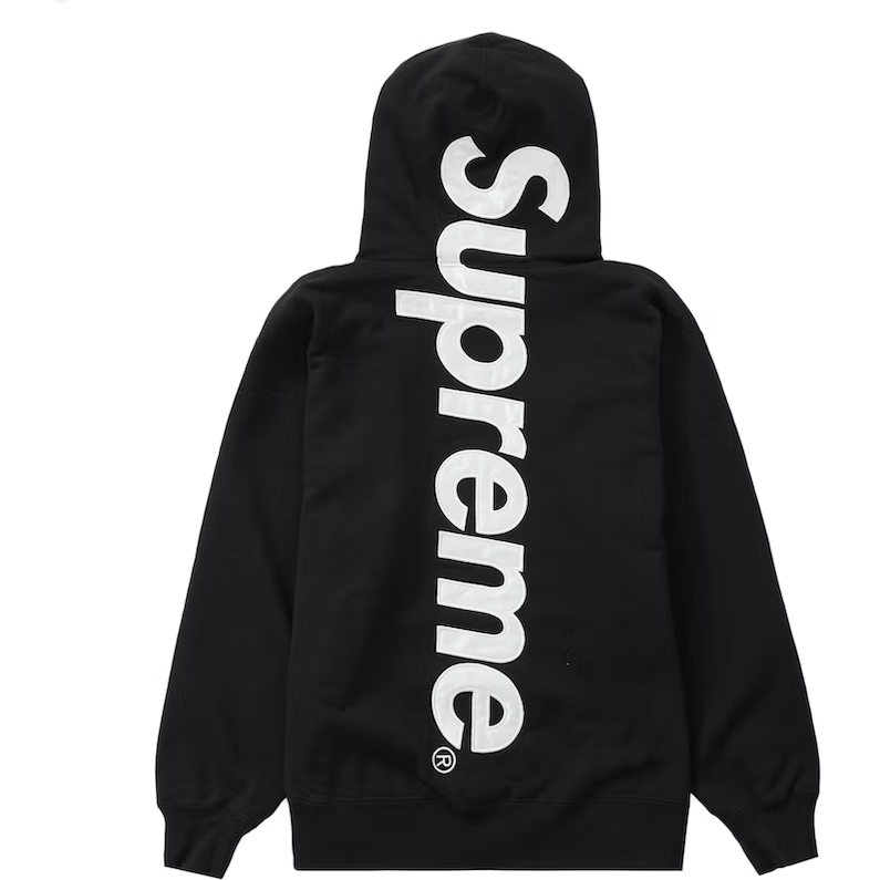 Supreme Satin Appliqué Hooded Sweatshirt Black – Dousedshop