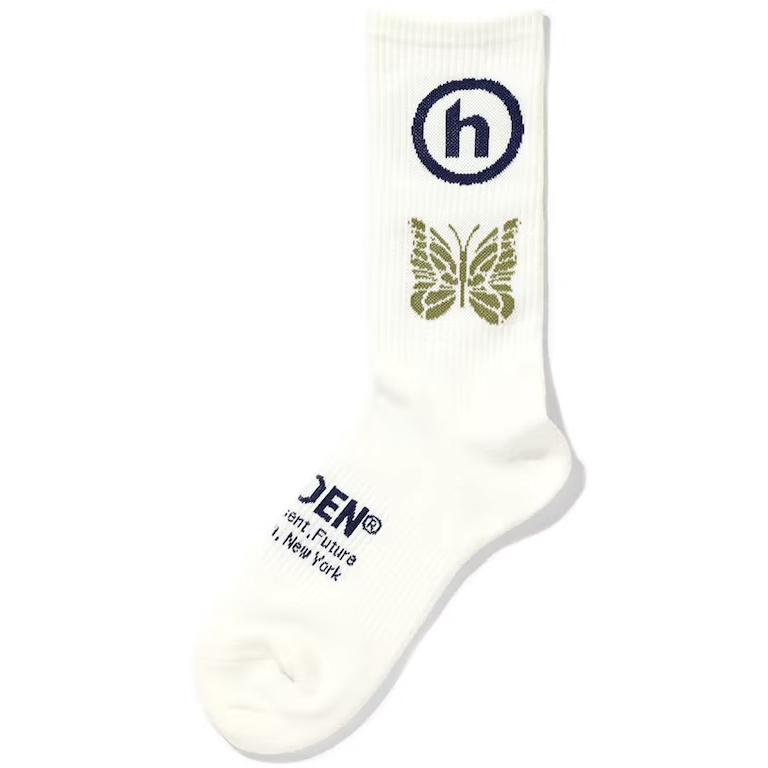 Hidden NY x Needles Jacquard Socks White Blue Khaki – Dousedshop