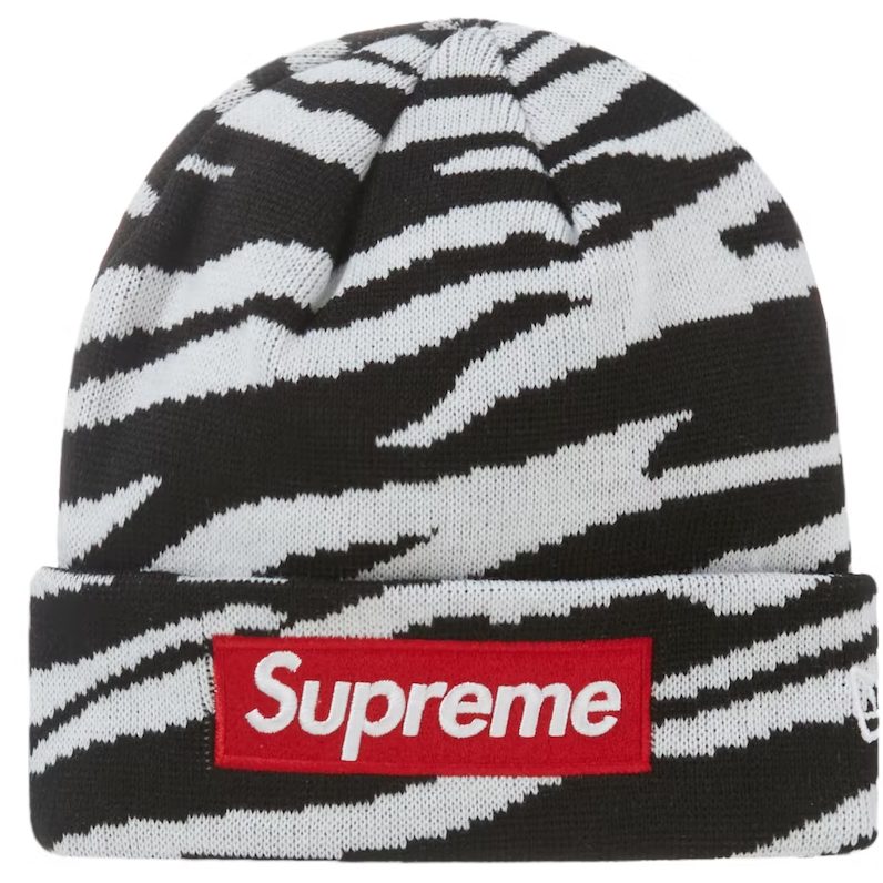 Supreme New Era Box Logo Beanie (FW22) Zebra