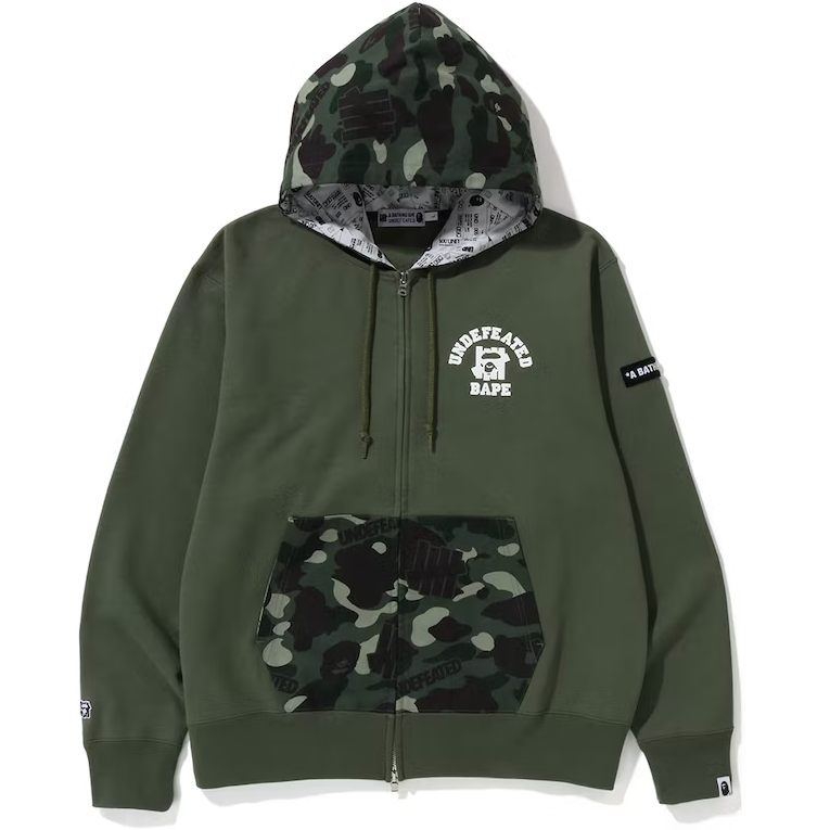 BAPE x Undefeated Color Camo Relaxed Zip Hoodie Green – Dousedshop