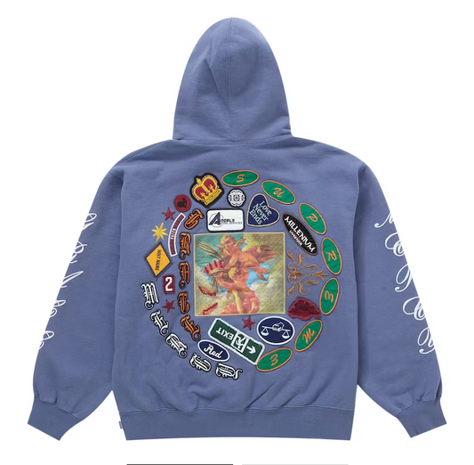 Supreme Patches Spiral Hooded Sweatshirt Light Purple