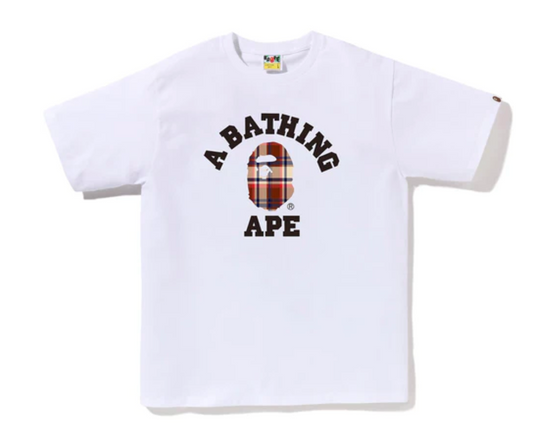 BAPE CHECK COLLEGE TEE MENS