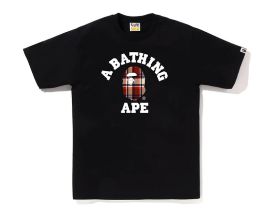 BAPE Check College Tee Black/Red