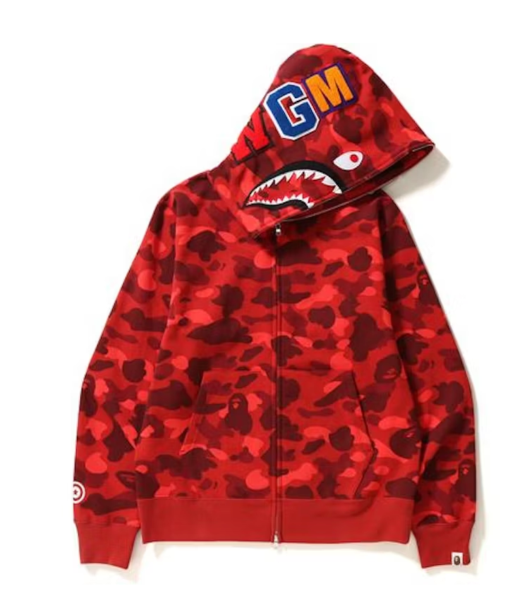 BAPE Color Camo Shark Full Zip Hoodie Red