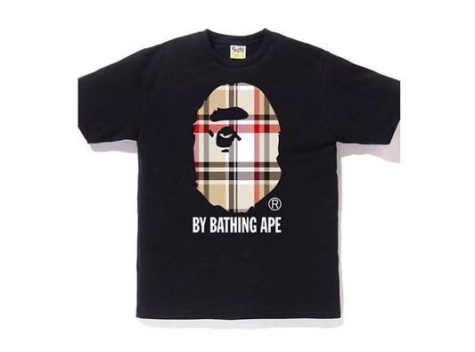 BAPE A Bathing Ape Check by Bathing Tee Black/Beige