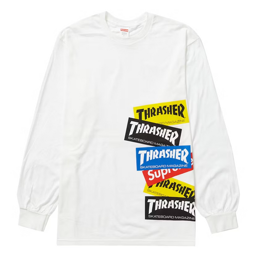 Supreme Thrasher Multi Logo L/S Tee White