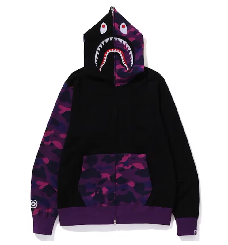 BAPE Color Camo Shark Full Zip Hoodie (FW23) Purple