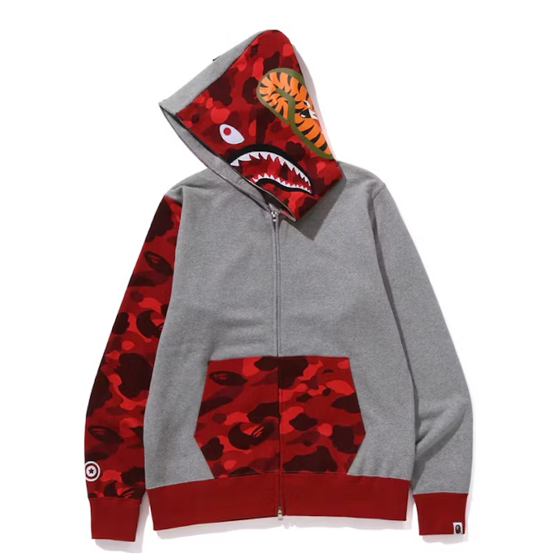 BAPE Color Camo Shark Full Zip Hoodie (FW23) Red
