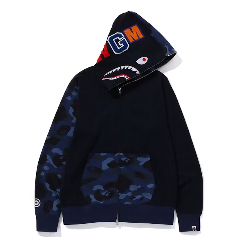 BAPE Color Camo Shark Full Zip Hoodie (FW23) Navy