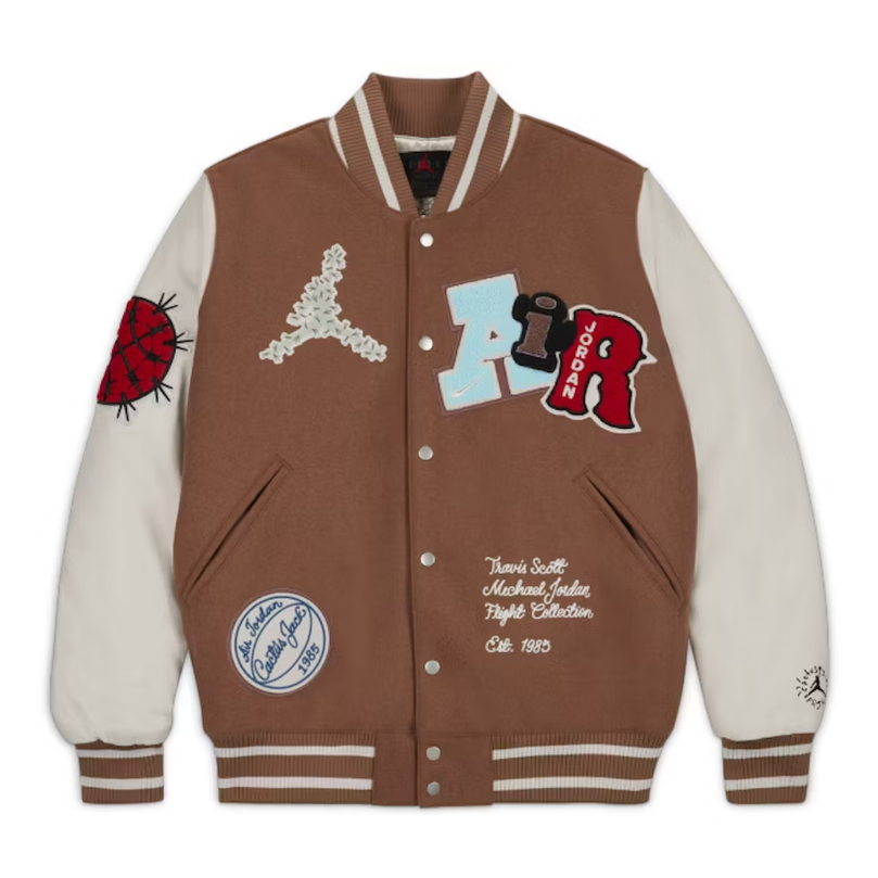 Travis Scott x Jordan Varsity Jacket Antique Brown PRE OWNED