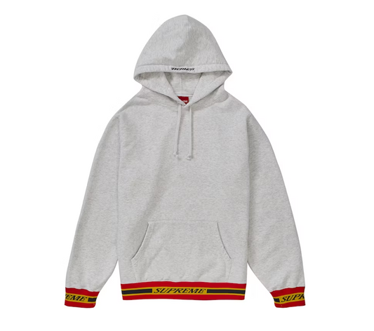 Supreme Striped Rib Hooded Sweatshirt Ash Grey