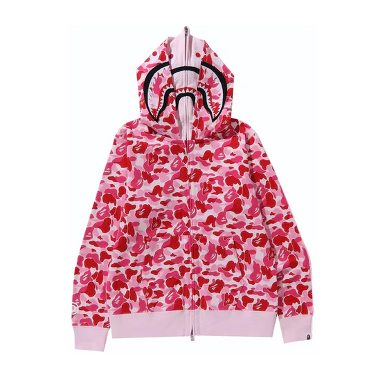 BAPE ABC Camo Double Shark Full Zip Hoodie (FW23) Pink