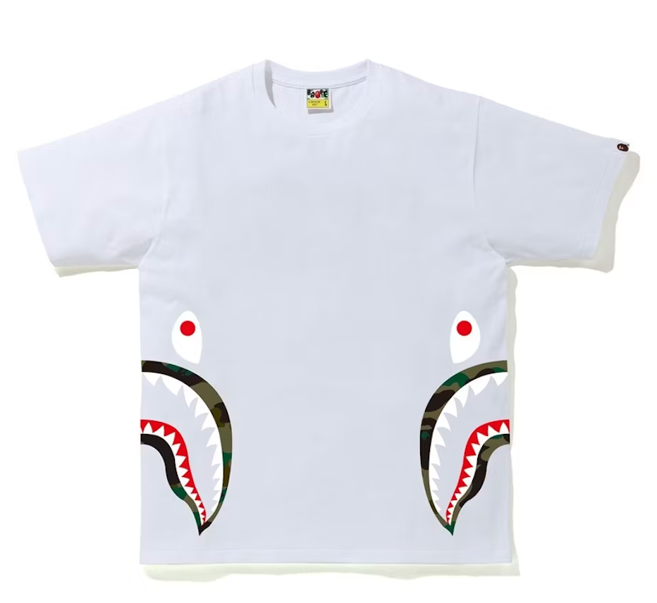 BAPE 1st Camo Side Shark Tee White/Green