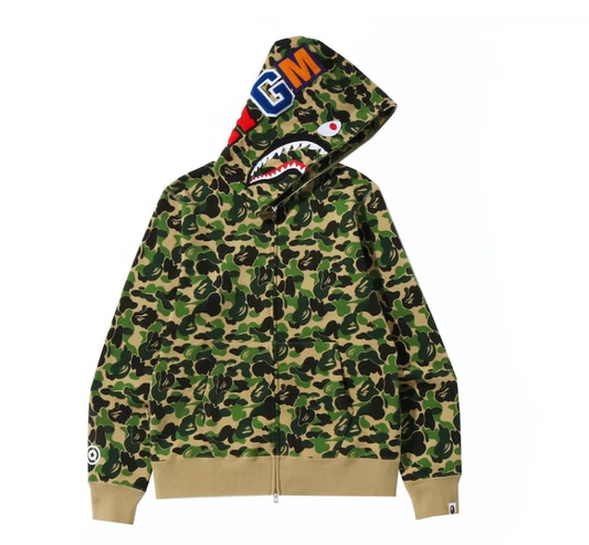 BAPE ABC Camo Shark Full Zip Hoodie Green