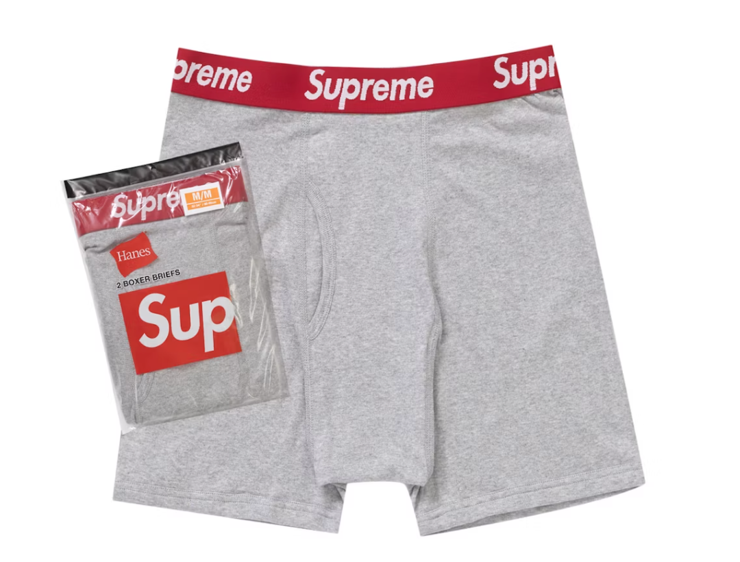 Supreme Hanes Boxer Briefs (2 Pack) Heather Grey