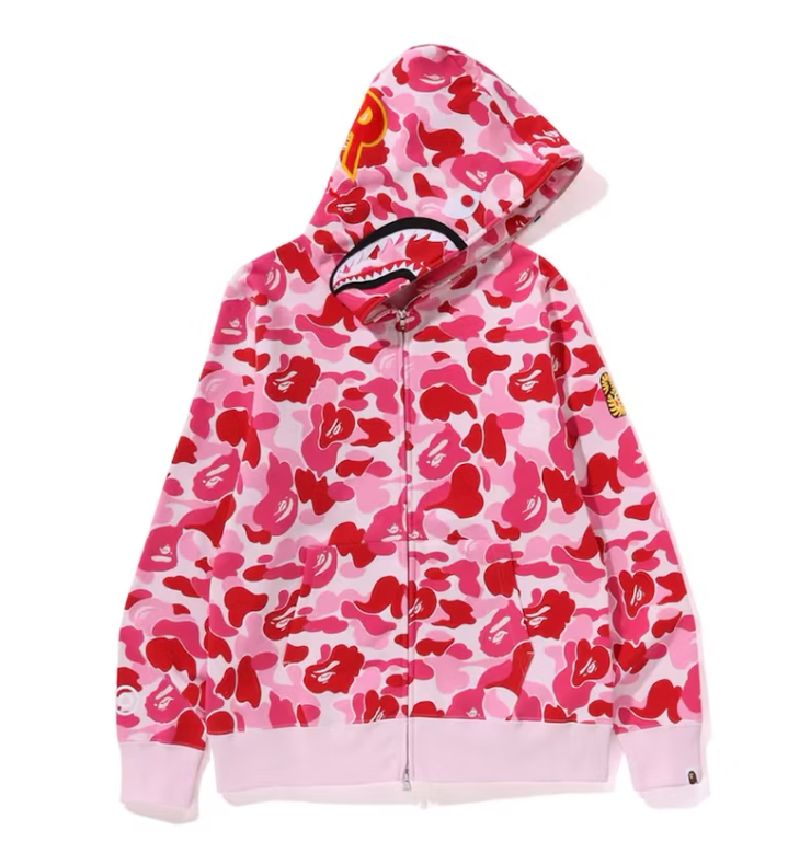 BAPE ABC Camo Shark PONR Full Zip Hoodie Pink