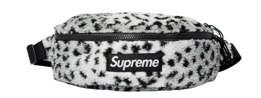 Supreme Leopard Fleece Waist Bag White