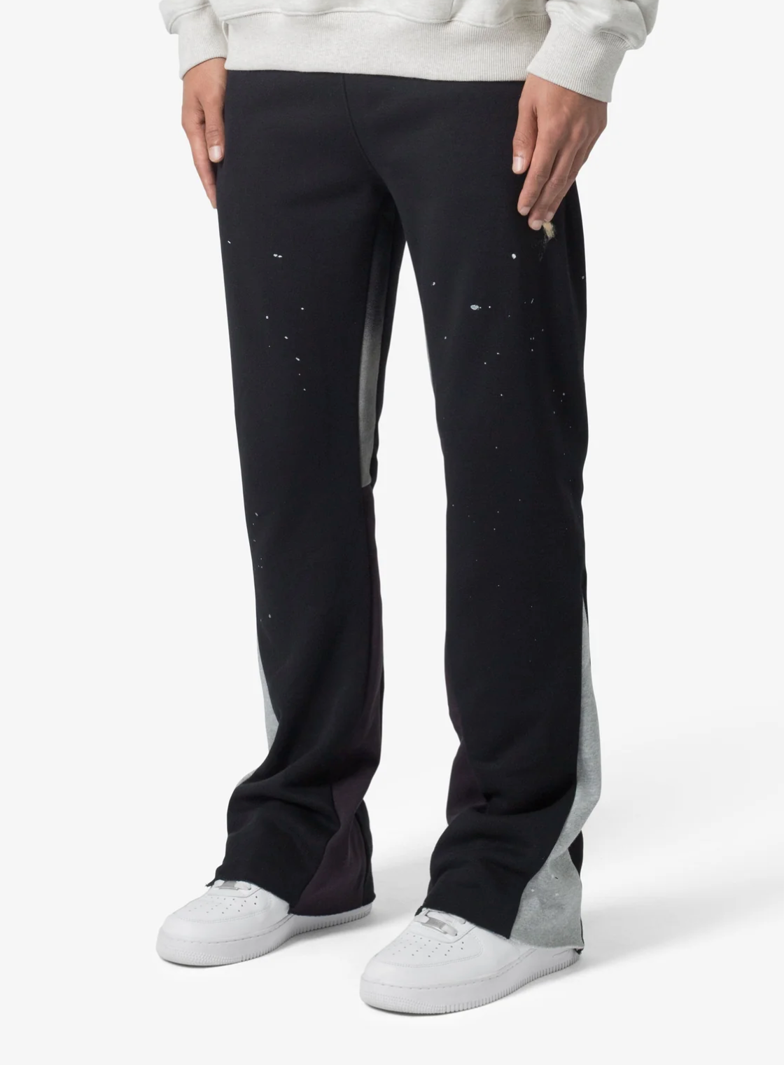 Contrast Bootcut Sweatpants - Black