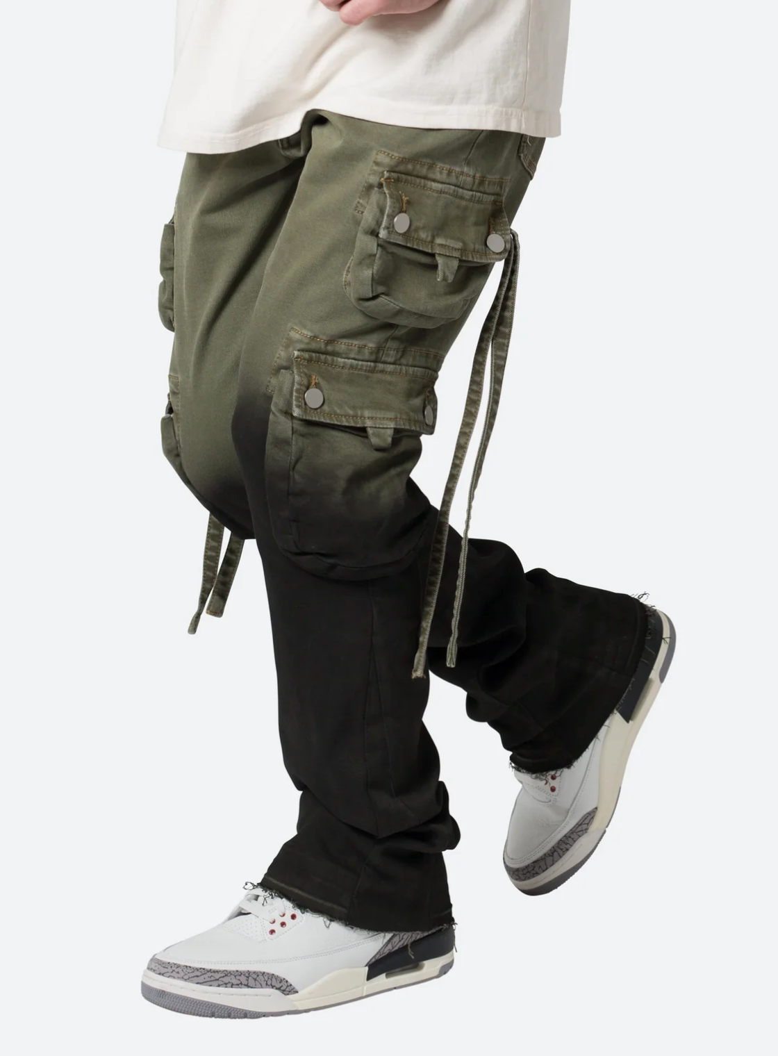 Cargo Flare Denim - Olive/Black