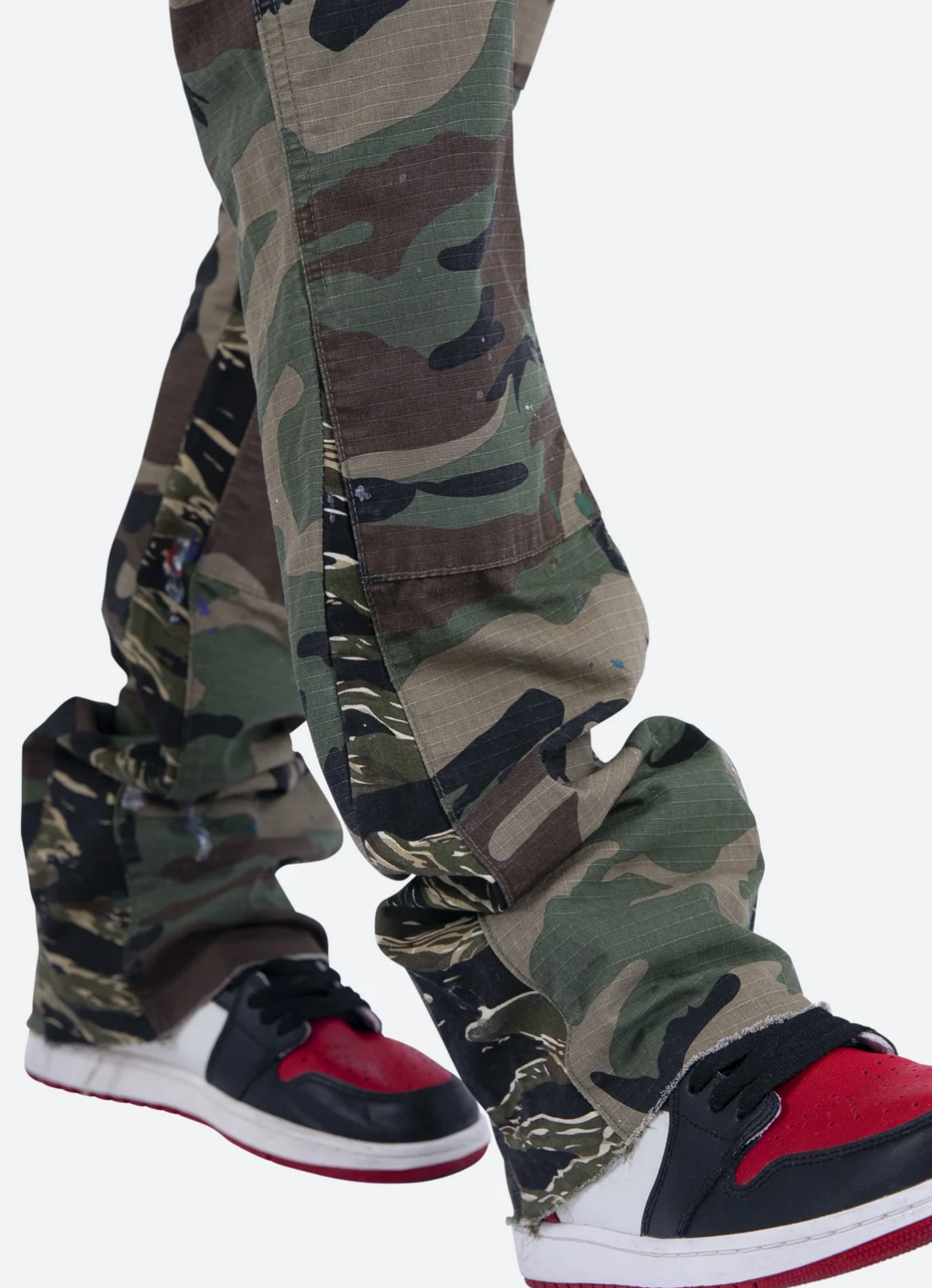 Contrast Bootcut Cargo Pants - Woodland Camo