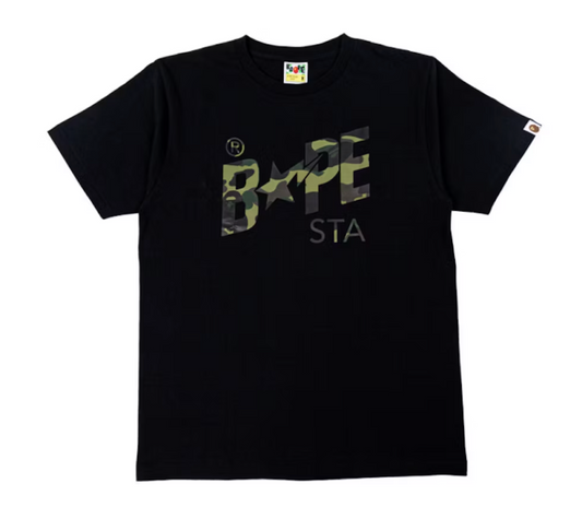 BAPE A Bathing Ape 1st Camo BAPE STA Logo Tee Black/Green