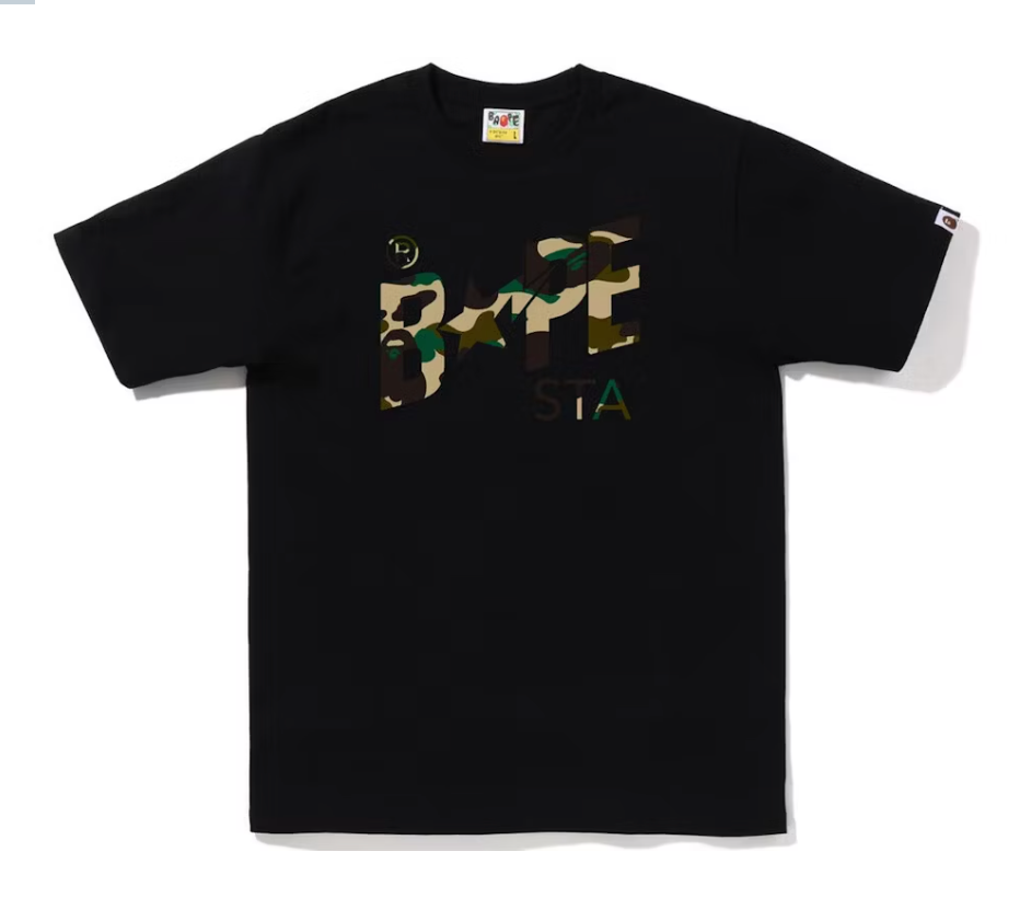 BAPE 1st Camo BAPE Sta Logo Tee (FW22) Black Yellow