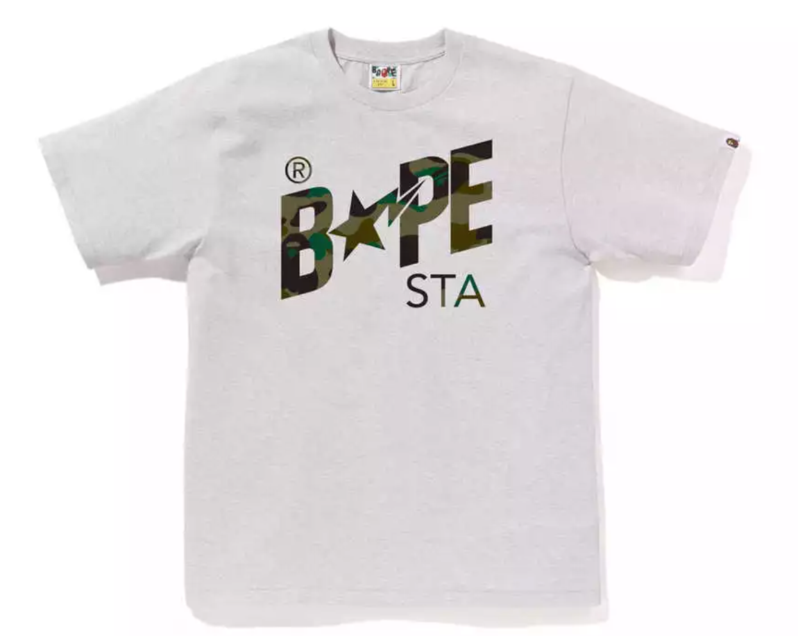 BAPE A Bathing Ape 1st Camo BAPE STA Logo Tee Grey/Green