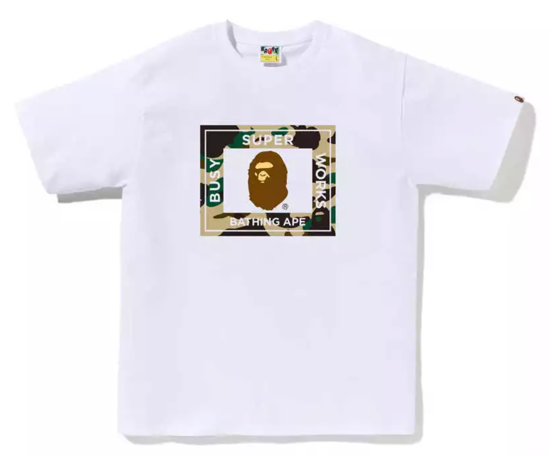 BAPE ABC Camo Super Busy Works Tee White/Yellow