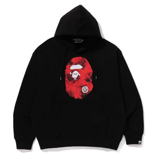 Bape Floral Solid Camo Ape Head Relaxed Fit Pullover Hoodie Black