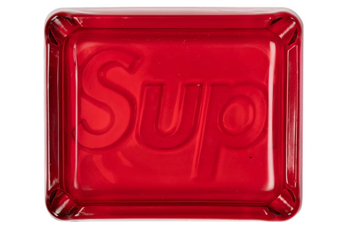 Supreme Debossed Glass Ashtray Red