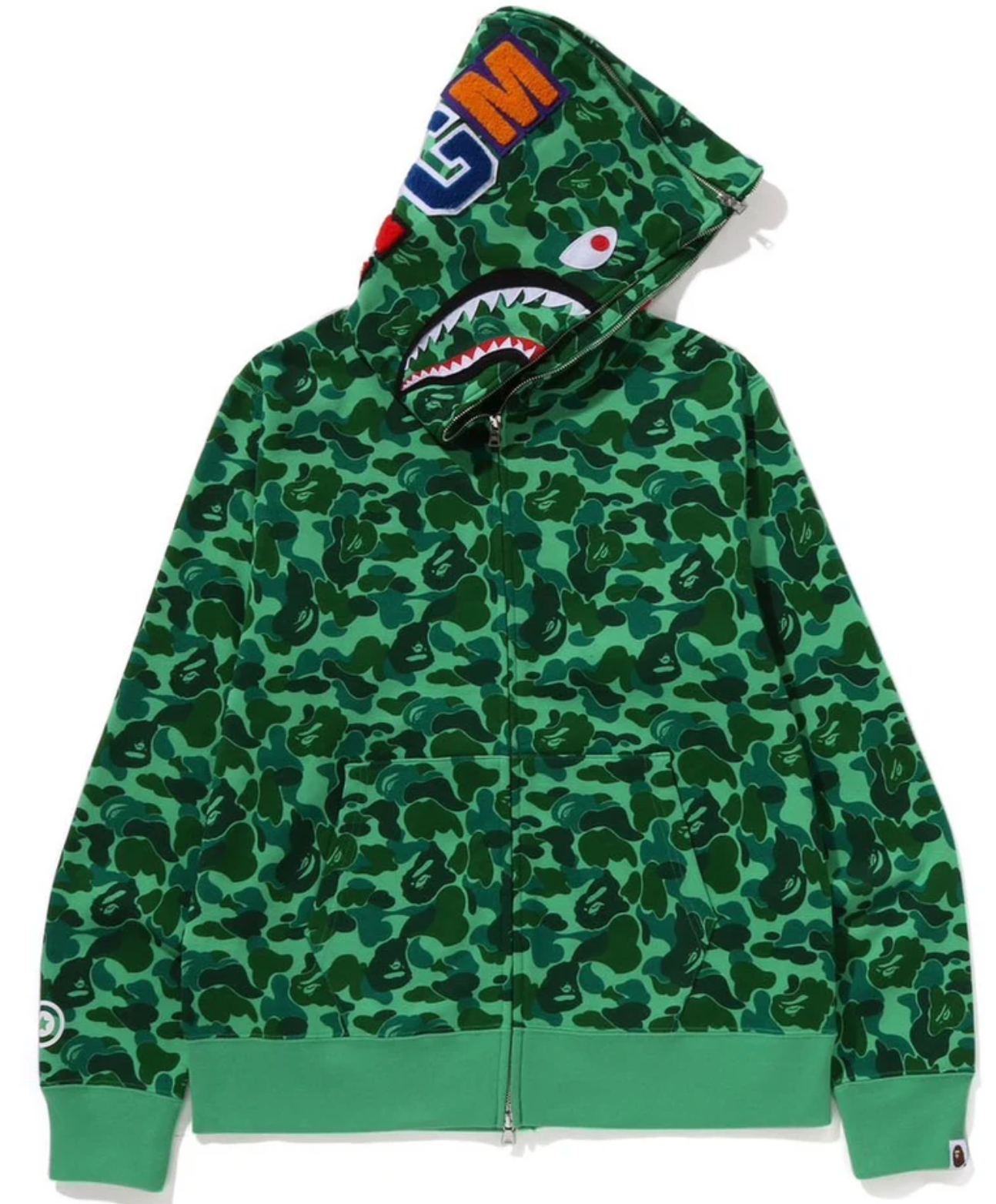 BAPE STORE® HARAJUKU SEPARATE SHARK FULL ZIP HOODIE GREEN
