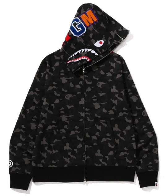 BAPE STORE® HARAJUKU SEPARATE SHARK FULL ZIP HOODIE BLACK