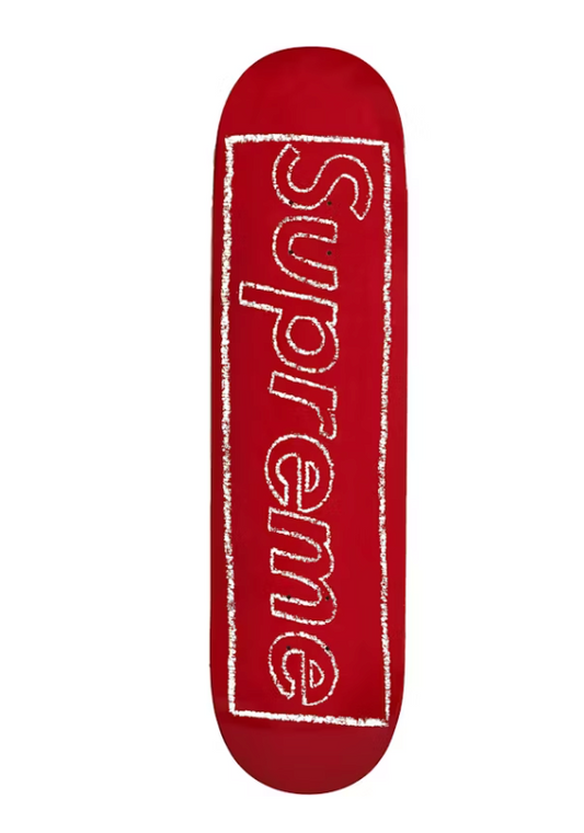 Supreme KAWS Chalk Logo Skateboard Deck Red