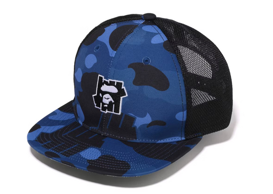 BAPE x Undefeated Color Camo Mesh Cap Navy