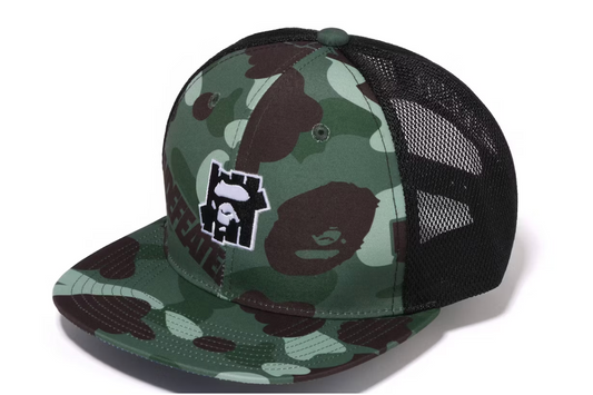 BAPE x Undefeated Color Camo Mesh Cap Green