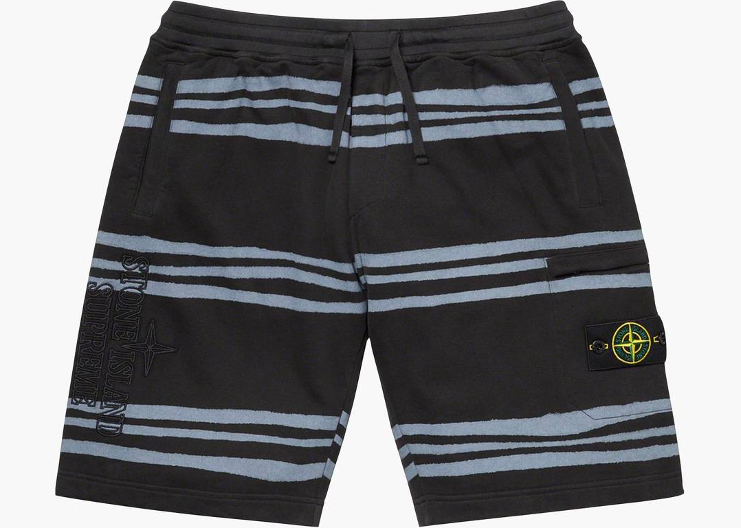 Supreme Stone Island Warp Stripe Sweatshort Black