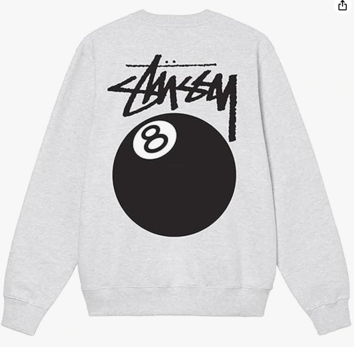 Stussy 8 Ball Crew - Ash Heather