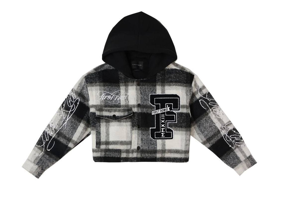 FR Emblem Wool Hood Plaid Shacket